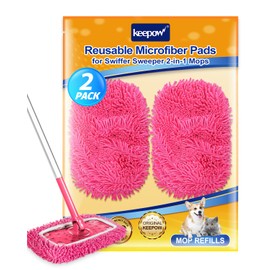Reusable Microfiber Mop Pads Compatible with Swiffer Sweeper- 2 Pack Dry Sweeping Cloths & Wet Mopping Cloths - Washable Wet Pads Refill for Mopping Floors (Mop is not Included)