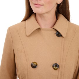 Anne Klein womens Classic Double-breasted Pea Coat, Camel, Medium US