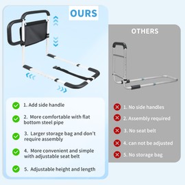 Good Bernie Bed Safety Rails for Elderly Adults, Adjustable Bed Guard Railing with Storage Bag and Side Handle, Bed Assist Bar Fits King, Queen, Full, Twin