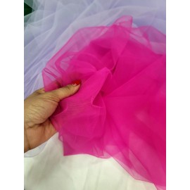 Tulle Hot Pink TULLE Netting STRETCH ON THE WIDTH FASHION FABRIC SOLD BY THE YARD