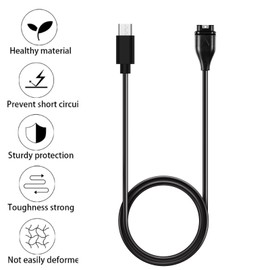 GEJEFA Charger Cable Compatible for Garm in Fenix 7S Pro/Fenix 7X/Fenix 7S,Garm in Forerunner 965/265s/265, 100cm Replacement Type C Rapid Watch Charger Charging Cable Cord, Black
