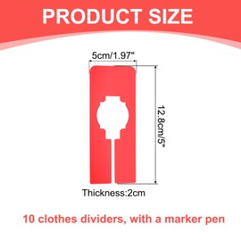 uxcell Clothes Dividers,10 Pack Rectangle Closet Rack Dividers Clothing Rack Size Dividers Blank Labels with Marker Pen Writable & Reusable for Hanging Clothes Sorting Size, Red