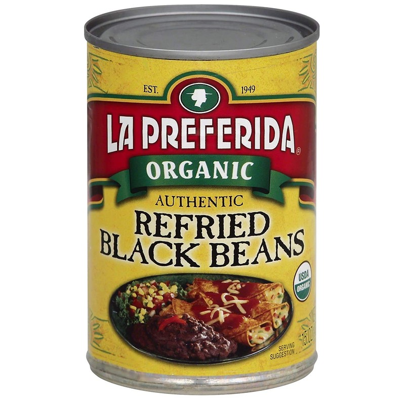 La Preferida Organic Refried Black Beans, 15 oz (Pack of