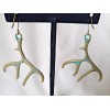 Unbranded Metal Deer/Elk Antler Charm Earrings *Brasstone w/ Green Patina