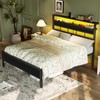 Furnulem Full Size Bed Frame with LED Light and Charging