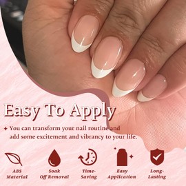 EternalClassic White French Tip Press on Nails Almond Nail Tips, Medium French Tip Nails Glossy Fake Nails 150pcs Acrylic Nails Press ons, Nude Soft Gel Nails False Nail Set
