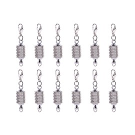 KONMAY 10 Sets Rhodium Screw-in Magnetic Necklace Clasps, Safety Magnetic Converter Clasps for Jewelry Making