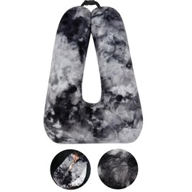 Kids Travel Pillow for Car Seat with Hand Muff, Cartoon Neck & Headrest Seat Belt Pillow for Car Road Trips Long-Distance Travel Sleeping Pillow for Adults and Children, Tie-dye - Ink Painting