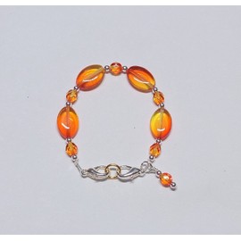 Artisan Orange & Yellow Czech Glass Oval Beads Medical Alert ID Replacement Bracelet