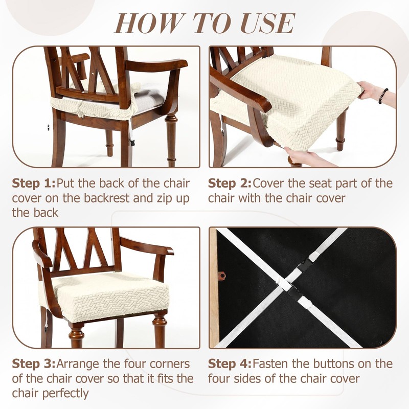 Large Jacquard Dining Room Chair Seat Covers with Armrest Dining