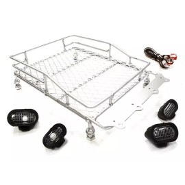 Integy Realistic 1/10 Scale Metal Luggage Tray 147x106mm with 4 LED Spot Light Set