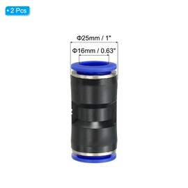 PATIKIL 5/8 Zoll Push-to-Connect-Fittings, 2 Stück Kunststoff-Luftleitungsschlaucharmatur Schnellverschluss-Pneumatikverbinder Gerade Union Zwei-Wege-Kupplung für Rohr, Blau