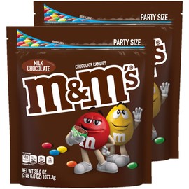 M&M'S Milk Chocolate Candy, Party Size, 38 oz Bag (Pack of 2)