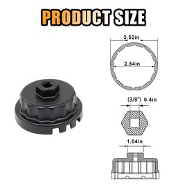 JOYCOURT Oil Filter Wrench, Heavy Duty Oil Filter Cap Removal Socket Tool for 2.5-5.7L Engine Compatible with Highlander, Camry with 64mm Cartridge Style Oil Filter Housing