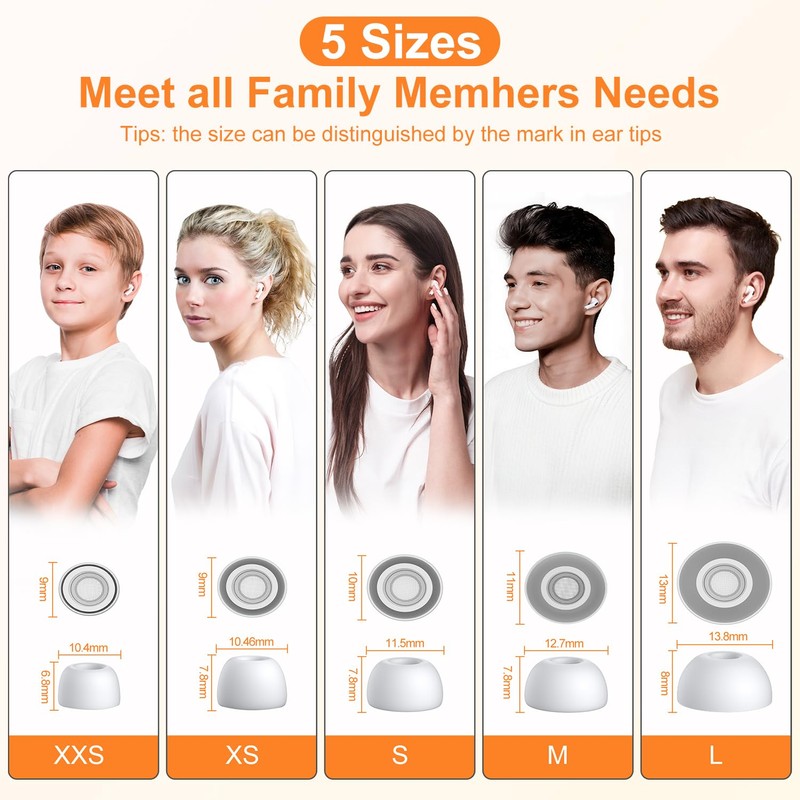 5 Pairs Replacement Ear Tips for AirPods Pro 3 Silicon