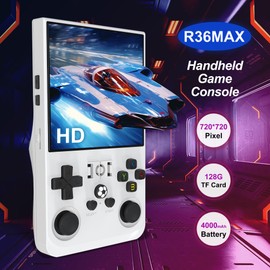 YOUNEEDFUL 2026 Upgraded R36MAX Handheld Game Console Built-in 128GB TF Card 4000mAh Battery 20000+Classic Games Linux System 4.0-inch IPS Screen (Black)
