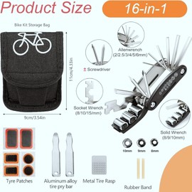 Bicycle Accessory Repair Kit - 16 in 1 Multifunctional Mechanic Kit with Hose Lifter, Essential Accessories for Mountain Bikes - Excellent Choice for Cycling Enthusiasts