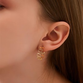 Gold Hoop Earrings for Women Trendy 14k Gold Plated Lightweight Hoop Earrings Gift Jewelry (gold)