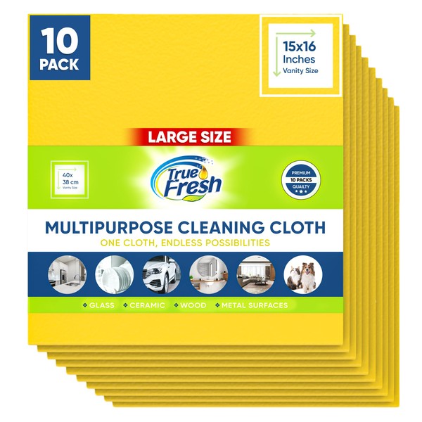 True Fresh - Paño de limpieza multiusos para todas las superficies, paños de cocina – Paquete de 10 paños lavables a máquina, alternativa al paño de cocina (10, 15)