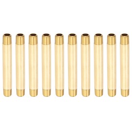 PATIKIL 1/4" x 1/4" NPT Male Brass Pipe Fitting Long Nipple, 20Pcs 4" Long Straight Pipe Fitting Connector Extender for Fuel, Air, Water, Oil, Gas System Connection, 1200PSI