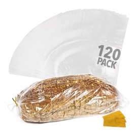 IMPRESA 120 Pack Plastic Bread Bags for Homemade Bread or Bakery – Heavy Duty Loaf Bags with Ties – Clear Wrappers, Storage Packaging – Reusable, For Large Loaves – 8 x 4 x 18