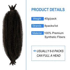 ROURUNFASI 4# Springy Afro Twist Hair 22 Inches Pre-separated Marley Twist Braiding Hair 8 Packs Pre-fluffed Spring Crochet Twist Hair For Soft Locs