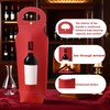 Wine Gift Bag, PU Leather Single-Bottle Wine Tote Carrier, Reusable
