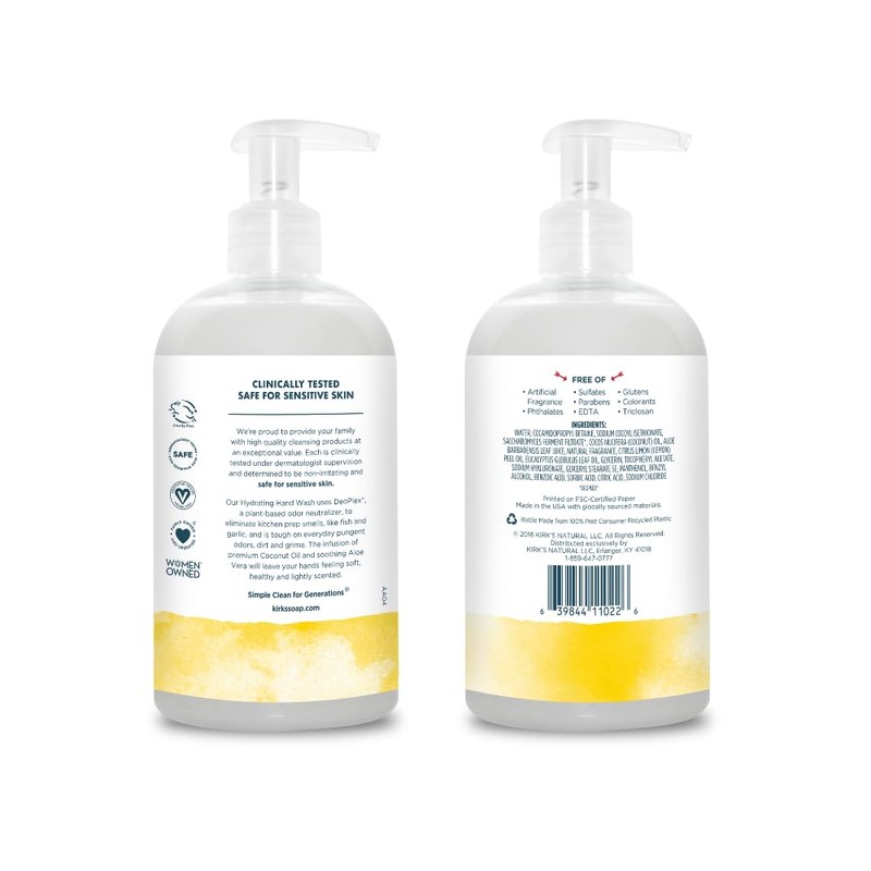 Kirk's Hydrating Hand Wash - Made with Coconut Oil and