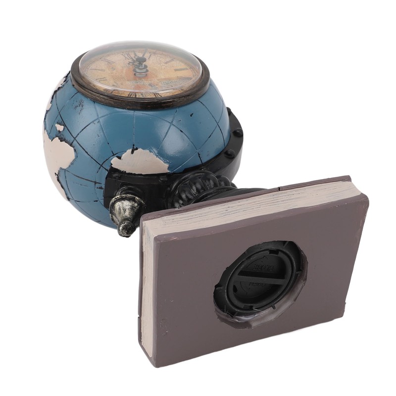 Globe Clock Decorative Desk Ornament Resin World Map Clock with