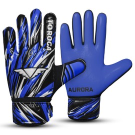 TOROGA Football Goalkeeper Gloves For Boys kids Children Youth Soccer Goalie Glove with Super Grip Palms (Blue, 3)