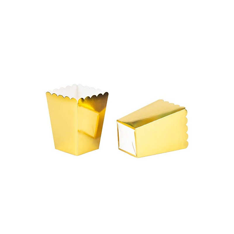 Gold Popcorn Boxes Mini Paper Popcorn Containers for Party,24 PCS