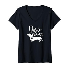 Womens Doxie Mama Dachshund Mama Funny Dog Mom Wiener Dog Doxie Mom V-Neck T-Shirt
