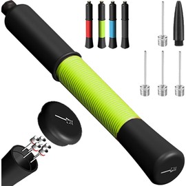 Ball Pump with Needle Storage, Basketball Pump with 10 Needles & Extendable Cable, Soceer Football Ball Pumps, Volleyball Pump, Rugby Ball Inflator - Great for All Balls - Never Lose Pin