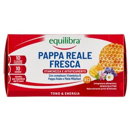Equilibra Integratori Alimentari, Pappa Reale Fresca, Integratore con Vitamine del Gruppo B, Arricchito con Miele Millefiori, Adatto Anche ai Bambini Sopra i 6 Anni, 10 Flaconcini Pronti da Bere