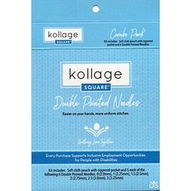 Kollage Square Double Pointed Needles Combo Pack, 6 Sizes, 0-3 US, 5"