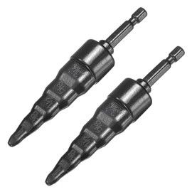sourcing map 2pcs 1/4" 3/8" 1/2" 5/8" 3/4" 5-in-1 Swage Tube Expander Drill Bit HVAC Repairing Tool Copper Pipe Flaring Tool with 1/4" Hex Shank for Air Conditioner HVAC Repair Black