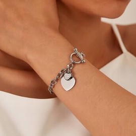 G&L Collectives Heart Charm Toggle Bracelet | Stainless Steel | Everyday Minimalist Statement Jewelry