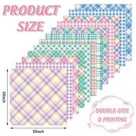 Whaline 12Pcs Spring Plaid Pastel Cotton Fabric Bundles 10 x 10 Inch Purple Green Pink Blue Plaid Fat Quarters Buffalo Plaid Quilting Patchwork for DIY Craft Home Party Decor