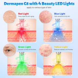 Derma Pen with LED Light, Dermapen with LCD and 6 Levels, Electric Dermapen with 10 Cartridges (11/16/24/36/Nano) for Face and Body, Grey