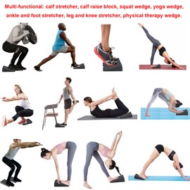 Squat Wedge Block Adjustable Non-Slip Squat Ramp Slant Board Calf Stretcher, Heavy Duty 3pcs Foam Foot Ankle Knee Stretcher Leg Extender, Incline Board Platform for Heel Elevated Squat and Calf Raise