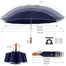 Lejorain Inside Out Compact Umbrella - Automatic Car Reverse Umbrella for Women Sturdy Umbrella Inverted Windproof Reflective Umbrella
