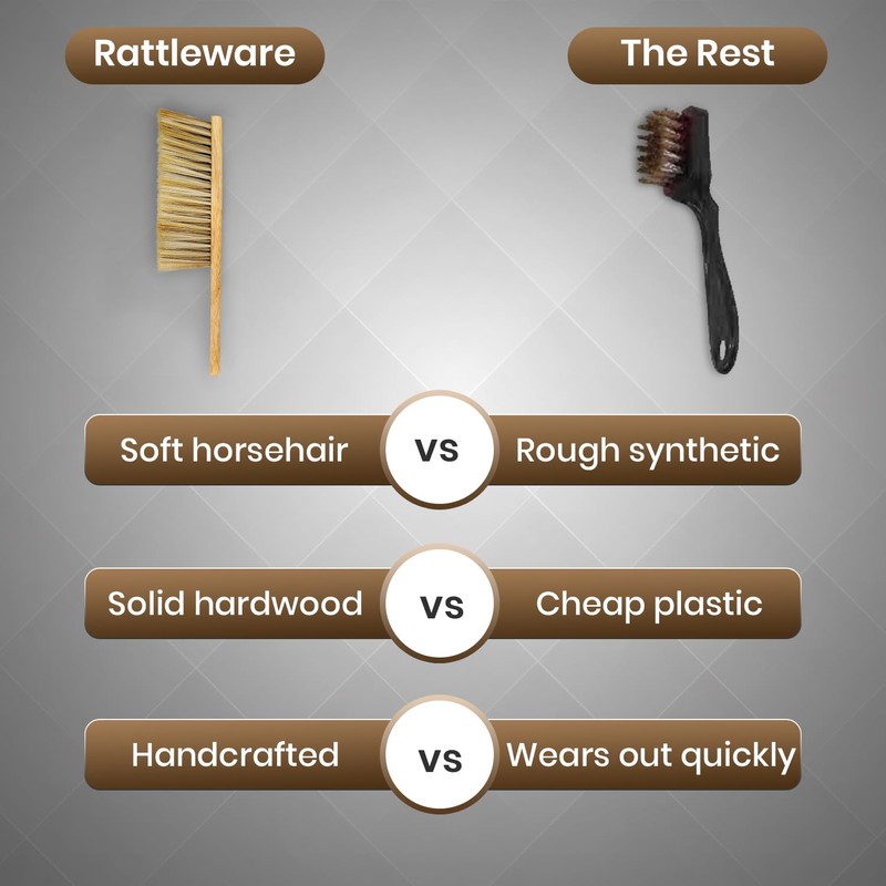 Rattleware Durable 11” Counter Brush - Solid Wood Handle, Horsehair