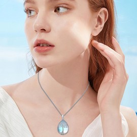 Odinstone Tree of Life Necklace, 925 Sterling Silver Family Tree of Life Pendant for Women, Abalone Shell Tree of Life Jewellery Mothers Day Anniversary Birthday Gifts for Women