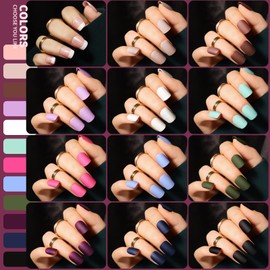Teenitor Matte Acrylic Short Square Fake Nails, 360Pcs Full Cover, Glitter Press-On False Nails