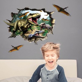 SUPERDANT 3D Wall Sticker Dinosaur Wall Sticker Jungle Dinosaurs Wall Sticker for Walls Peel and Stick Vinyl Wall Sticker for Bedroom Living Room Children's Room Dinosaur Lovers