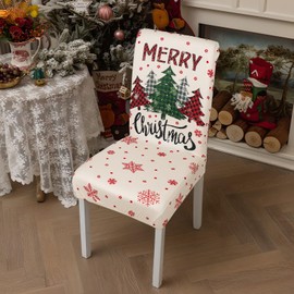 ysnifeiw Christmas Chair Cover Set of 6 Merry Christmas Dining Removable Xmas Holiday Chair Slipcovers for Dining Room, Christmas Party Decoration