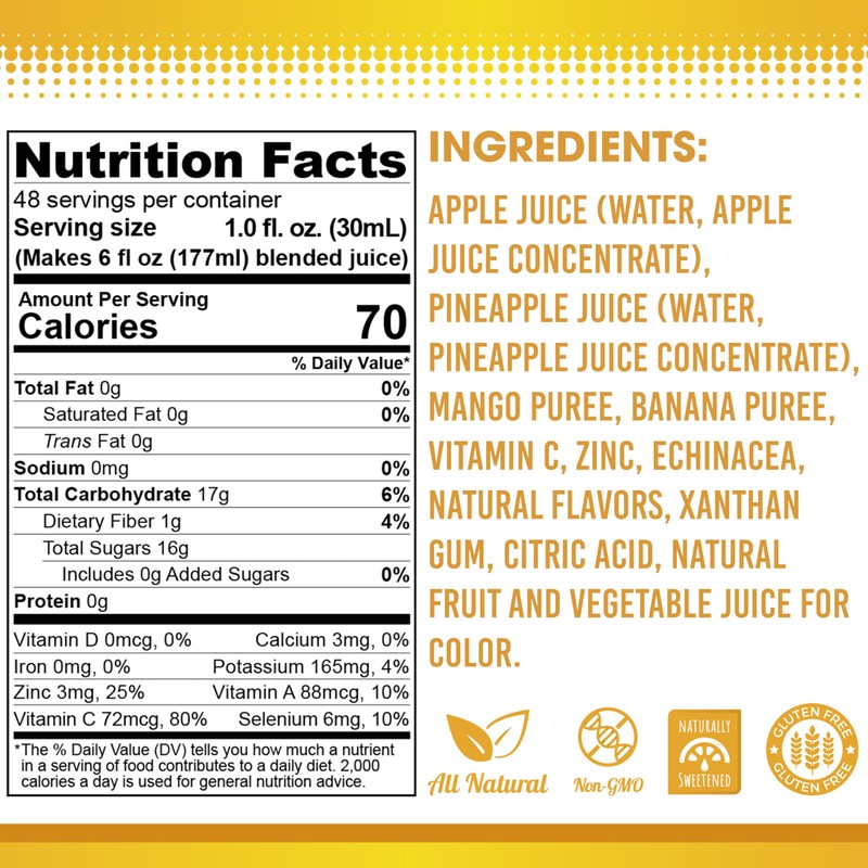 Fruniti Mango Smoothie Mix - Immunity + Antioxidants - No