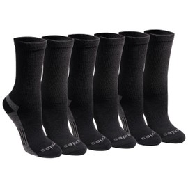 Dickies Calcetines Dritech Advanced que absorben la humedad para mujer (6/12 pares), Negro sólido (6 pares)., Shoe Size: 6-9