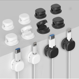 Adinomiency Cable Clips - Multifunctional Cable Management Clips, Cable Organiser for Desk, Car and Home, Office Supplies, Desk Accessories and Storage (Pack of 12 - 6 Black & 6 White)