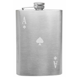 Ace of Spades Poker Card 8 oz Etched Hip Flask
